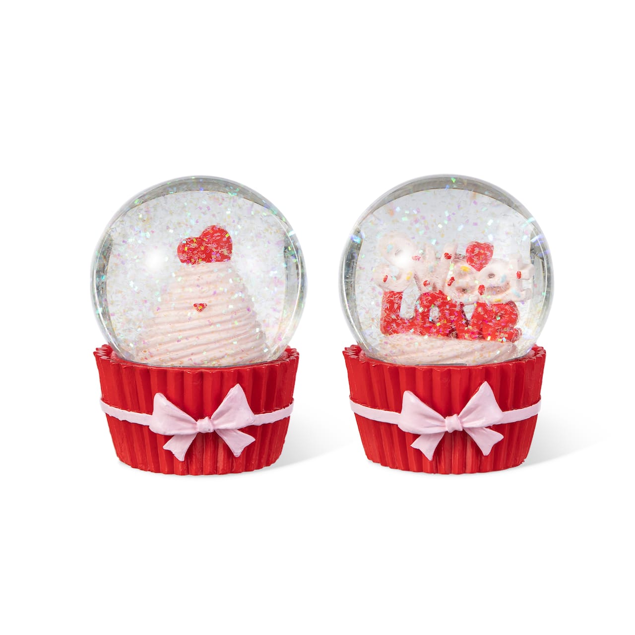 Glitzhome® 3.25" Valentine's Cupcake Waterglobes Set
